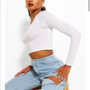 white long sleeve top